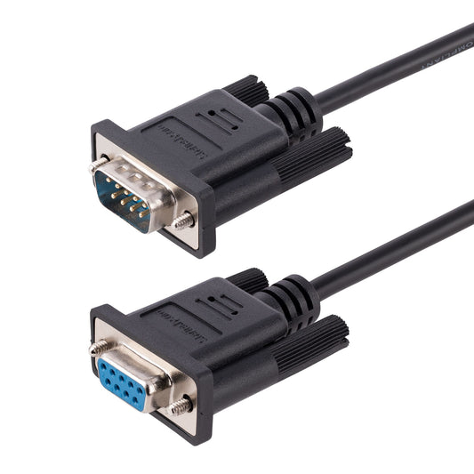 StarTech 3m RS232 Serial Null Modem Cable, Crossover Serial Cable w/Al-Mylar Shielding, DB9 Serial COM Port Cable Female to Male, Compatible w/DTE Devices, Black, F/M