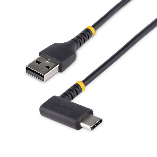 StarTech.com 3ft (1m) USB-A to USB-C Fast Charging Cable, Rugged, Right-Angled, Charge & Sync, 3A, USB 2.0, TPE Jacket and Aramid Fiber - USB Charging Cord product image