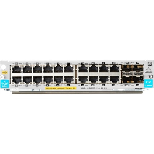 HPE Aruba Networking 20-port 10/100/1000BASE-T PoE+ / 4-port 1G/10GbE SFP+ MACsec v3 zl2 Module (J9990A)