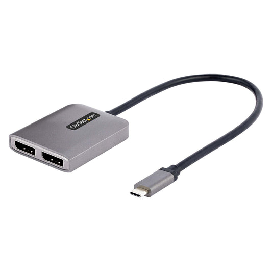 StarTech USB-C to Dual Displayport 1.4 Adapter, USB Type-C Multi-Monitor MST Hub, Dual 5K 60Hz DP Laptop Display Extender / Splitter, HDR, Extra-Long Built-In Cable - Windows Only