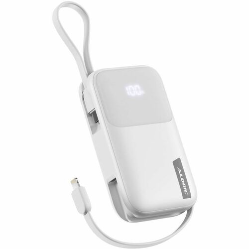 ALOGIC 10kmAh 20W Tandem Powerbank with USB-C & lighting wrap around cable - white (AL10KPBTN-WH)