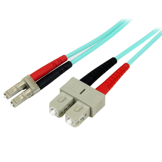 StarTech.com 1m (3ft) LC/UPC to SC/UPC OM3 Multimode Fiber Optic Cable, Full Duplex 50/125μm Zipcord Fiber Cable, 100G, Low Insertion Loss, LSZH Fiber Jumper Cord product image