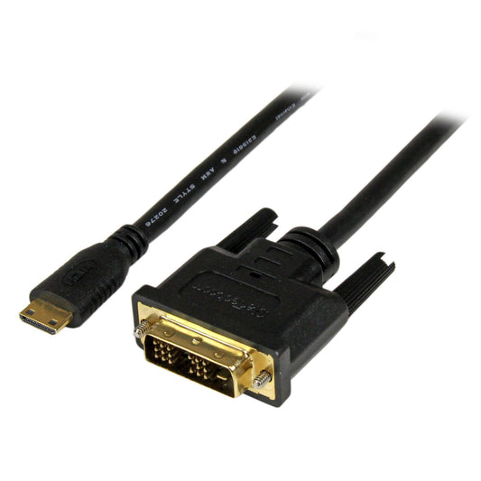 StarTech2m (6.6 ft) Mini HDMI to DVI Cable - DVI-D to HDMI Cable (1920x1200p) - 19 Pin HDMI Mini Male to DVI-D Male - Digital Monitor Cable Adapter M/M - Mini HDMI to DVI Adapter