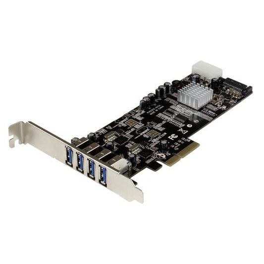 StarTech.com 4 Port PCI Express PCIe SuperSpeed (5Gbps) USB 3.0 Card Adapter w/ 2 Dedicated 5Gbps Channels - UASP - SATA / LP4 Power product image