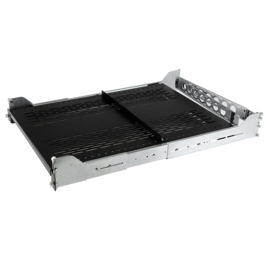 StarTech2U Vented Sliding Server Rack Shelf w/ Cable Management Arm - 27.6 to 31.6in Adjustable Mounting Depth - 125lb - 19” Server Tray Shelf for Equipment Rack - 24in Deep