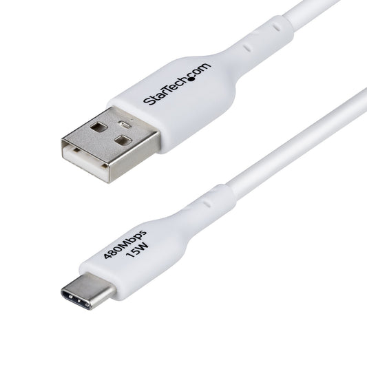 StarTech6.6ft (2m) USB-A to USB-C Charging Cable, Charge & Sync, 3A, USB 2.0, TPE Jacket - White USB Charging Cord