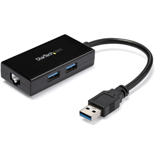 StarTech.com USB to Ethernet Adapter, USB 3.0 to 10/100/1000 Gigabit Ethernet LAN Converter for Laptops, 11.8in/30cm Attached Cable, USB to RJ45 Adapter, NIC Adapter, USB Network Adapter product image