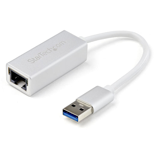 StarTech.com USB 3.0 to Gigabit Network Adapter, Silver, Sleek Aluminum Design for MacBook, Chromebook or Tablet, Native Driver Support product image