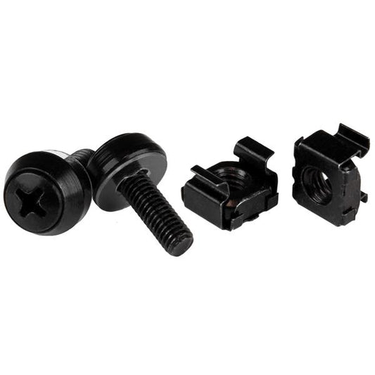 StarTech.com 100-Pack M5 12mm Screws, Square Hole Cage Nuts and Installation Tool, Hardware Mounting Kit for 19" or 10" Server Racks, Cabinets and Enclosures, Black - TAA product image
