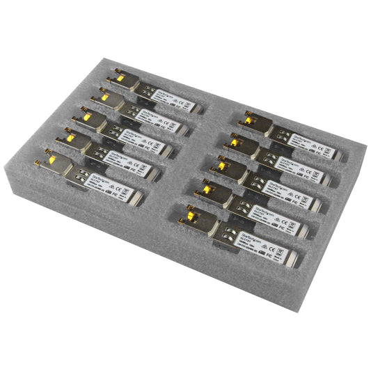 StarTech.com Cisco GLC-T Compatible SFP Module (10 Pack) - 1000BASE-T - SFP to RJ45 Cat6/Cat5e - 1GE Gigabit Ethernet SFP - RJ-45 100m - Cisco Firepower, ASR920, IE2000 product image