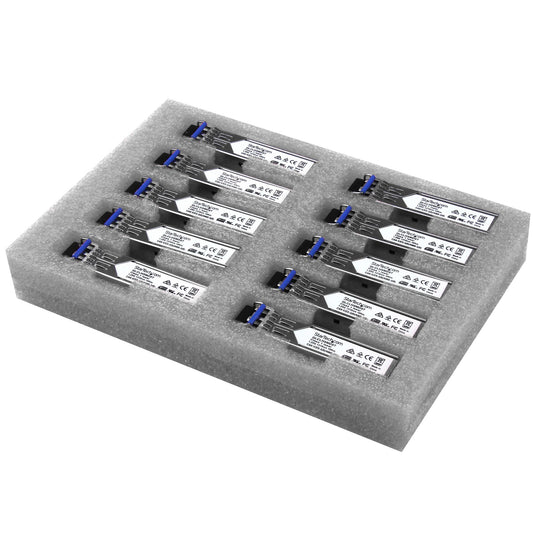 StarTech.com Cisco GLC-LH-SMD Compatible SFP Module (10 Pack) - 1000BASE-LX/LH - 1GbE Single Mode Fiber SMF Optic Transceiver - 1GE Gigabit Ethernet SFP - LC 10km - 1310nm - DDM Cisco Firep… product image