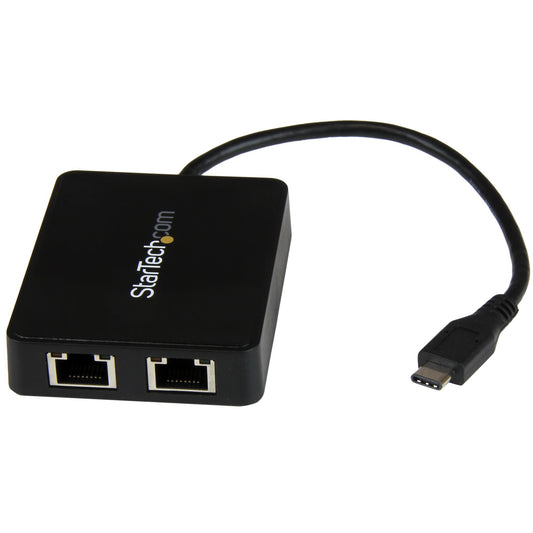 StarTech.com USB-C to Dual Gigabit Ethernet Adapter with USB 3.0 (Type-A) Port, USB Type-C Gigabit Network Adapter product image