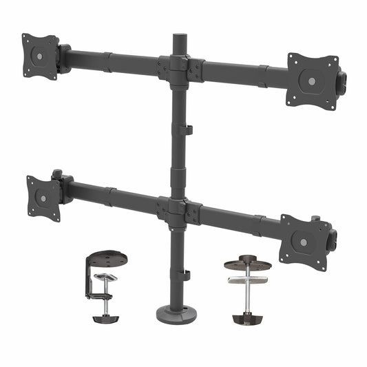 StarTech.com Desk Mount Quad Monitor Arm - Ergonomic VESA 4 Monitor Mount 2x2 up to 27" (17.6lb/8kg) - Articulating & Height Adjustable Pole Mount - Tilt/Swivel/Rotate LCD/LED Screen - Desk… product image