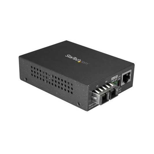 StarTech.com Multi-Mode (MM) SC Fiber Media Converter for 10/100/1000 Networks, Standalone Gigabit Ethernet to SC Fiber Converter, 850nm, 550m - TAA product image