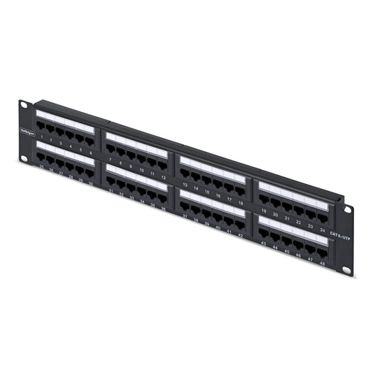 StarTech.com 48-Port 2U Rackmount Cat6 Patch Panel, RJ45, UTP, 110 Punch-Down, Cat 6 Ethernet Patch Panel for Network Server Rack - StarTech.com