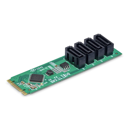 StarTech.com 4-Port M.2 to SATA Adapter Card, M.2 PCIe 3.0 to SATA HDD/SSD Expansion Card, ASM1064 Chipset, M.2 NVMe to 4x HDD/SSD for Windows/macOS/Linux, TAA product image