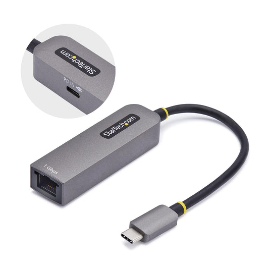 StarTechUSB-C to Ethernet Adapter, NIC, 100W PD Pass-Through, USB 3.0 Type-C 1Gbps Multi Speed Network Adapter, Thunderbolt Compatible, Windows & Mac