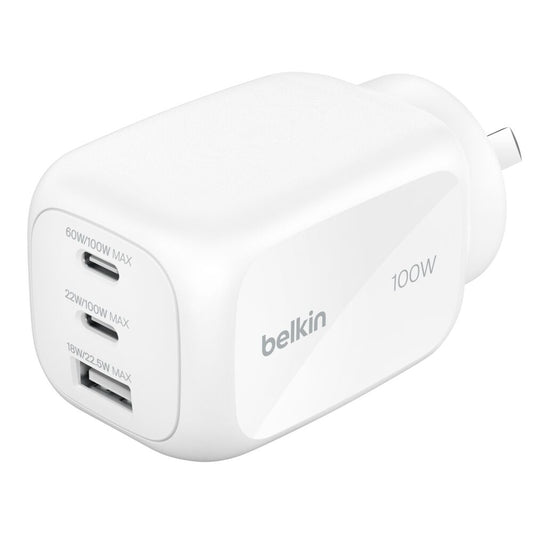 Belkin BoostCharge Pro 3-Port GaN Wall Charger (WCH016AUWH)