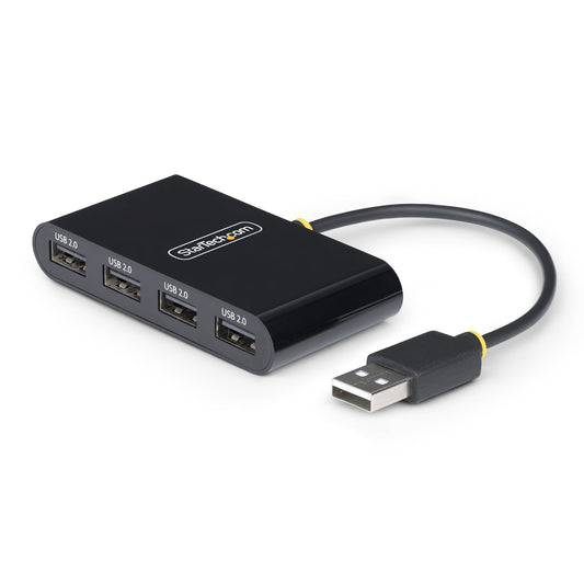 StarTech.com 4-Port USB 2.0 Hub, USB Bus Powered, Small Travel Mini USB Hub, USB 2.0 Splitter, Portable Multi-Port USB Hub, 480Mbps, Overcurrent Protection (OCP) product image