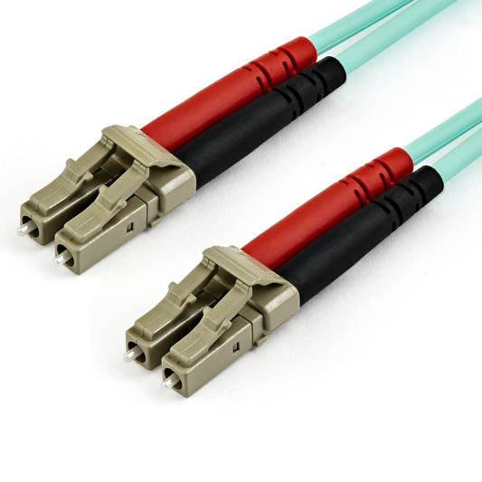 StarTech.com 15m (50ft) LC/UPC to LC/UPC OM3 Multimode Fiber Optic Cable, Full Duplex 50/125μm Zipcord Fiber Cable, 100G, Low Insertion Loss, LSZH Fiber Jumper Cord product image