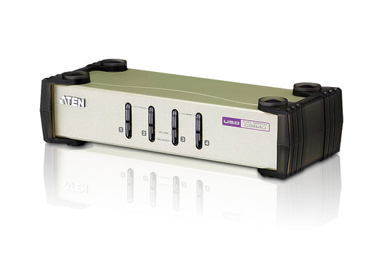 ATEN 4-Port USB - PS/2 VGA KVM Switch (KVM Cables included) - ATEN