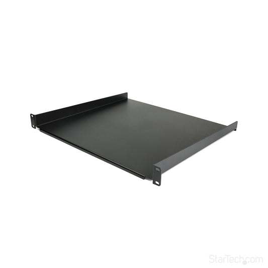 StarTech 1U Server Rack Shelf - Universal Rack Mount Cantilever Shelf for 19" Network Equipment Rack & Cabinet - Heavy Duty Steel – Weight Capacity 44lb/20kg - 16" Deep Tray, Black
