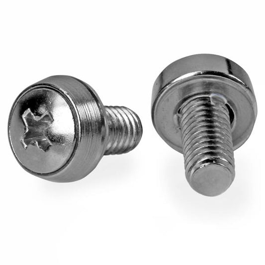 StarTech.com 50-Pack 12-24 12mm Nickel Plated Screws, Mounting Screws for 19" or 10" Server Racks, Cabinets and Enclosures, Designed for Rust Control, Silver - TAA product image