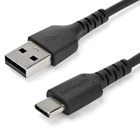 StarTech.com 3ft (1m) USB-A to USB-C Fast Charging Cable, Rugged, Charge & Sync, 3A, USB 2.0, Black TPE Jacket and Aramid Fiber - USB Charging Cord product image