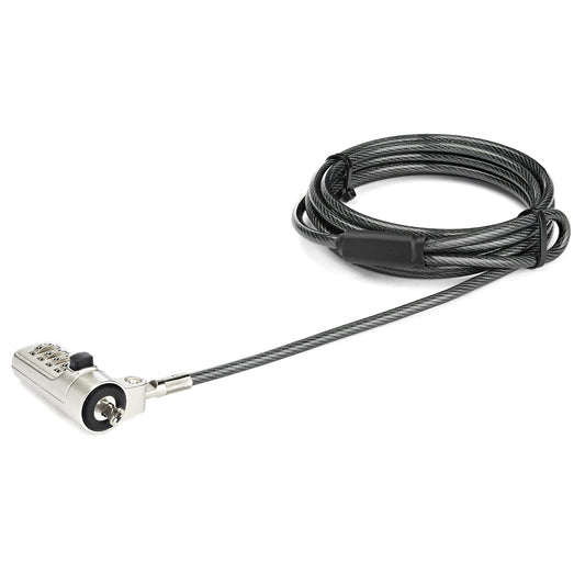 StarTech.com 6.6ft (2m) Laptop Cable Lock - 4-Digit Combination Laptop/Desktop Security Cable Lock for Wedge Slot Computers - Anti-Theft Vinyl-Coated Steel Combo Cable Lock - Portable - TAA product image