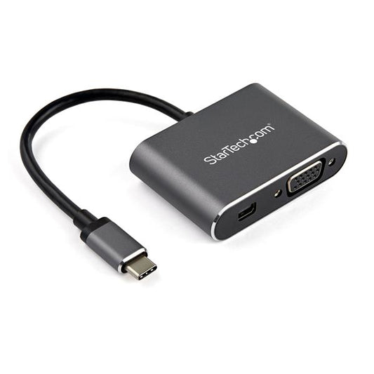StarTech.com USB C Multiport Video Adapter - USB-C to 4K 60Hz Mini DisplayPort 1.2 or 1080p VGA Monitor Adapter - USB Type-C 2-in-1 MDP HBR2 HDR/VGA Display Converter - TB3 Compatible product image