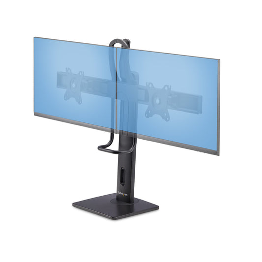 StarTechCrossbar Dual Monitor Desk Stand For Double 27-inch Screens, VESA Mount 75x75/100x100, Toolless Height Adjustment, Up To 13.2lb (6kg) Per Display