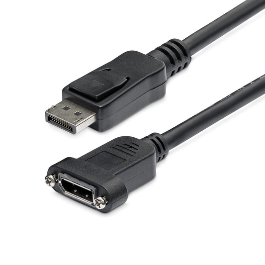 StarTech3ft (1m) Panel Mount DisplayPort Cable - 4K x 2K - DisplayPort 1.2 Extension Cable Male to Female - DP Video Extender Cord with Panel Mount DP Connector - DP Monitor Cable