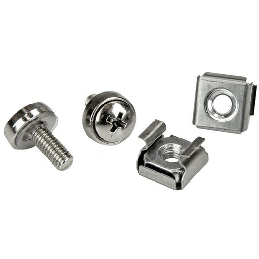 StarTech.com 20-Pack M5 12mm Screws, Square Hole Cage Nuts and Installation Tool, Hardware Mounting Kit for 19" or 10" Server Racks, Cabinets and Enclosures, Silver - TAA product image