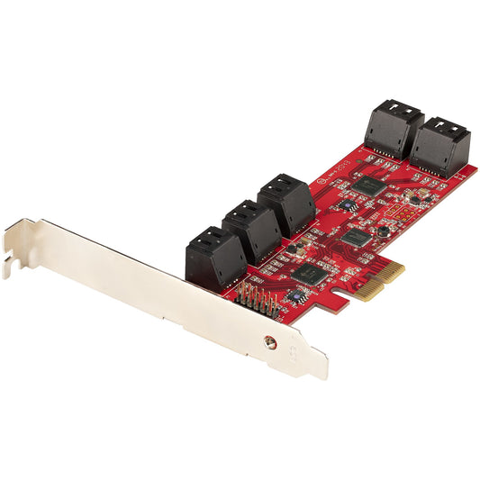 StarTech.com SATA PCIe Card - 10 Port PCIe SATA Expansion Card - 6Gbps - Low/Full Profile - Stacked SATA Connectors - ASM1062 Non-Raid - PCI Express to SATA Converter/Adapter - TAA product image