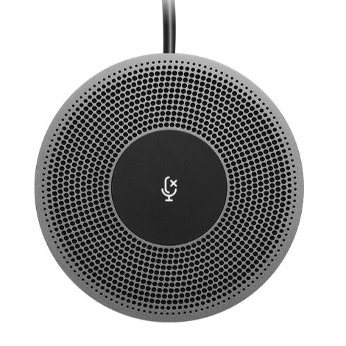 Logitech MeetUp Expansion Microphone, wideband, mono, noise‐canceling audio, mute button with LED status indicators, plug‐and‐play wired interface