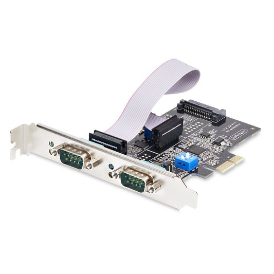 StarTech.com 2-Port Serial PCIe Card, Dual-Port PCI Express to RS232/RS422/RS485 (DB9) Serial Card, Low-Profile Brackets Incl., 16C1050 UART, Windows/Linux, TAA Compliant - Level-4 ESD Prot… product image