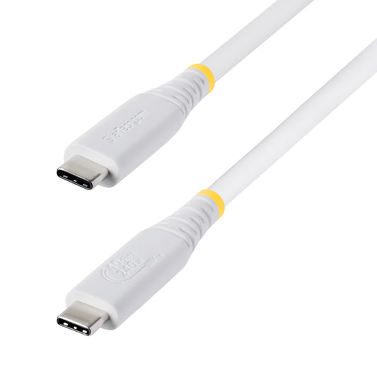 StarTech.com 50cm (1.6ft) USB4 Cable, 40Gbps, USB-IF Certified USB-C Cable, 240W PD, 8K 60Hz/4K 240Hz DP2.1 DP40, TPE Jacket, Thunderbolt 4 Compatible - White USB-C Cord product image