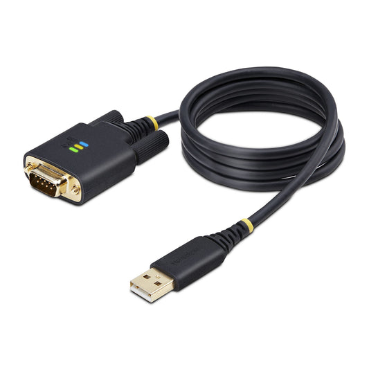 StarTech.com 3.3ft (1m) USB to Serial Adapter Cable, COM Retention, Interchangeable Screws/Nuts, USB-A to DB9 RS232, FTDI IC, ESD Protection, Windows/macOS/Linux product image