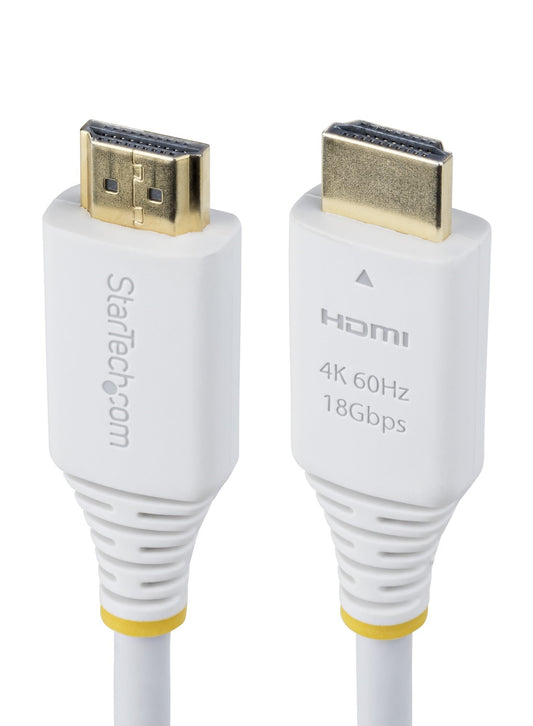 StarTech10ft (3m) Premium Certified High Speed HDMI Cable, 4K 60Hz/1440p 144Hz, HDR10/HDCP 2.2/ARC, 18Gbps, UHD HDMI 2.0 Cord for TV/Monitor/Display, TPE Jacket, White