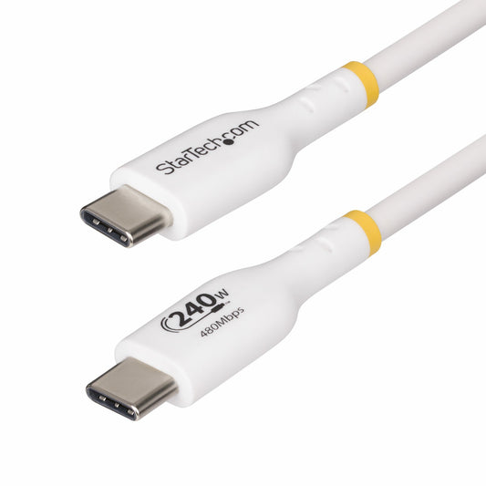 StarTech.com 13ft (4m) USB-C Charging Cable, Charge & Sync, 240W (5A) PD EPR, USB 2.0 Laptop Charger Cable, USB-IF Certified, TPE Jacket - White USB C Charging Cord product image
