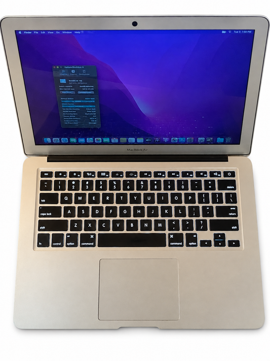 Actual Apple MacBook Air Early 2015 keyboard and palm rest on white background