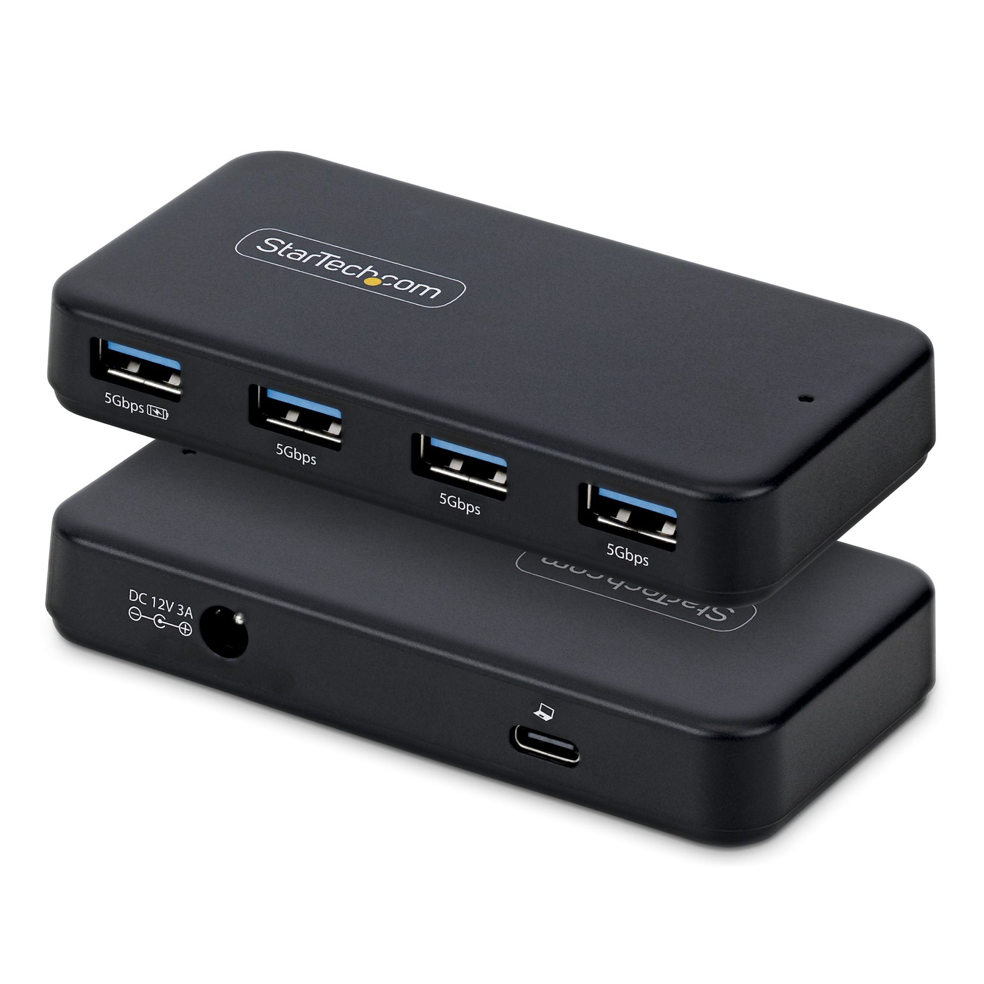 StarTech.com 4-Port USB-A Hub, 5Gbps, Self-Powered, 2-in-1 USB-C and USB-A Host Cable, 1x BC 1.2 Charging Port, 24W Power Adapter Included, MacBook and Windows product image