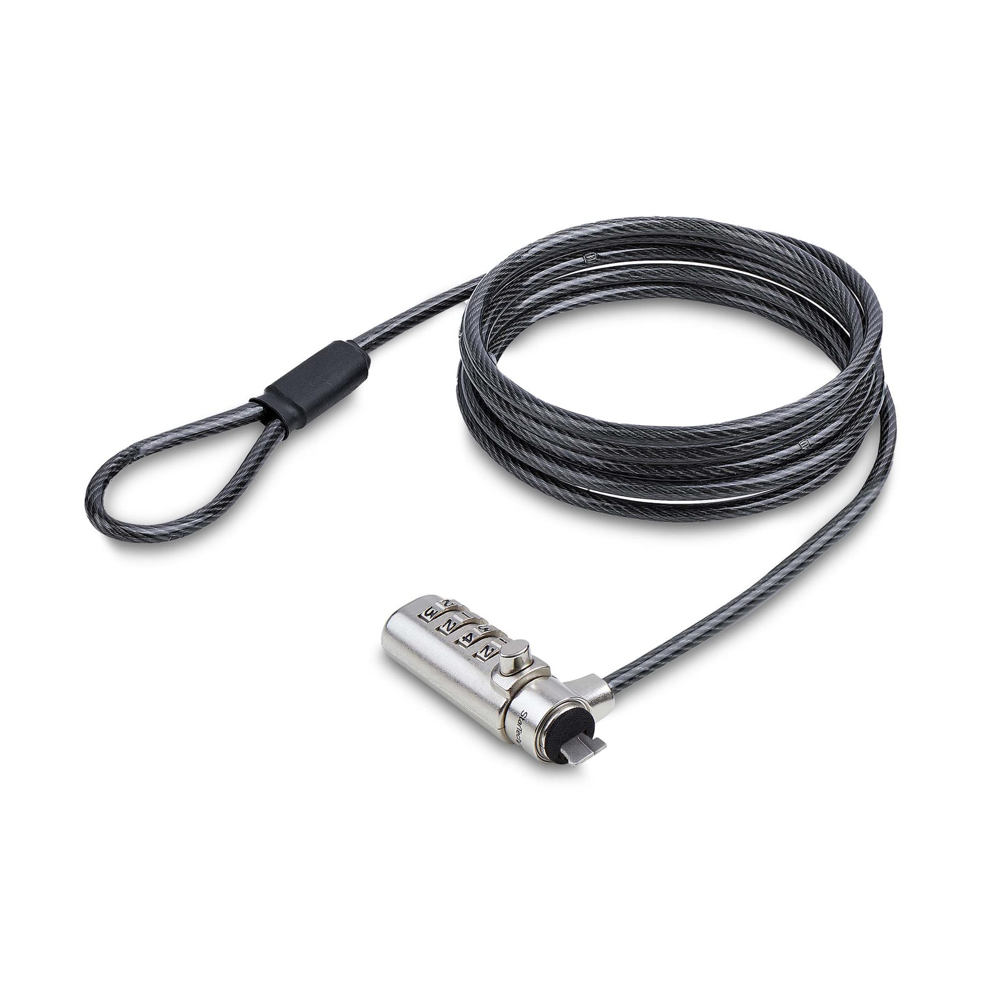 StarTech.com Slim Lock K-Slot Compatible, 5ft (1.5m) Locking Cable, Anti-Theft Security For Laptop/Notebook, Cut-Resistant Steel Cable, Combination Lock, TAA product image