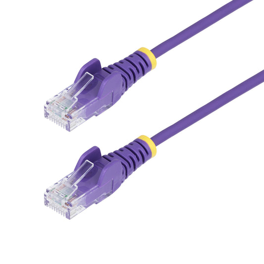 StarTech.com 2.5m Purple Slim CAT6 Ethernet Cable, Snagless, 100W PoE, UTP, LSZH, 28AWG Pure Bare Copper Wire, Slim RJ45 Network Patch Cord w/Strain Reliefs, Individually Tested product image