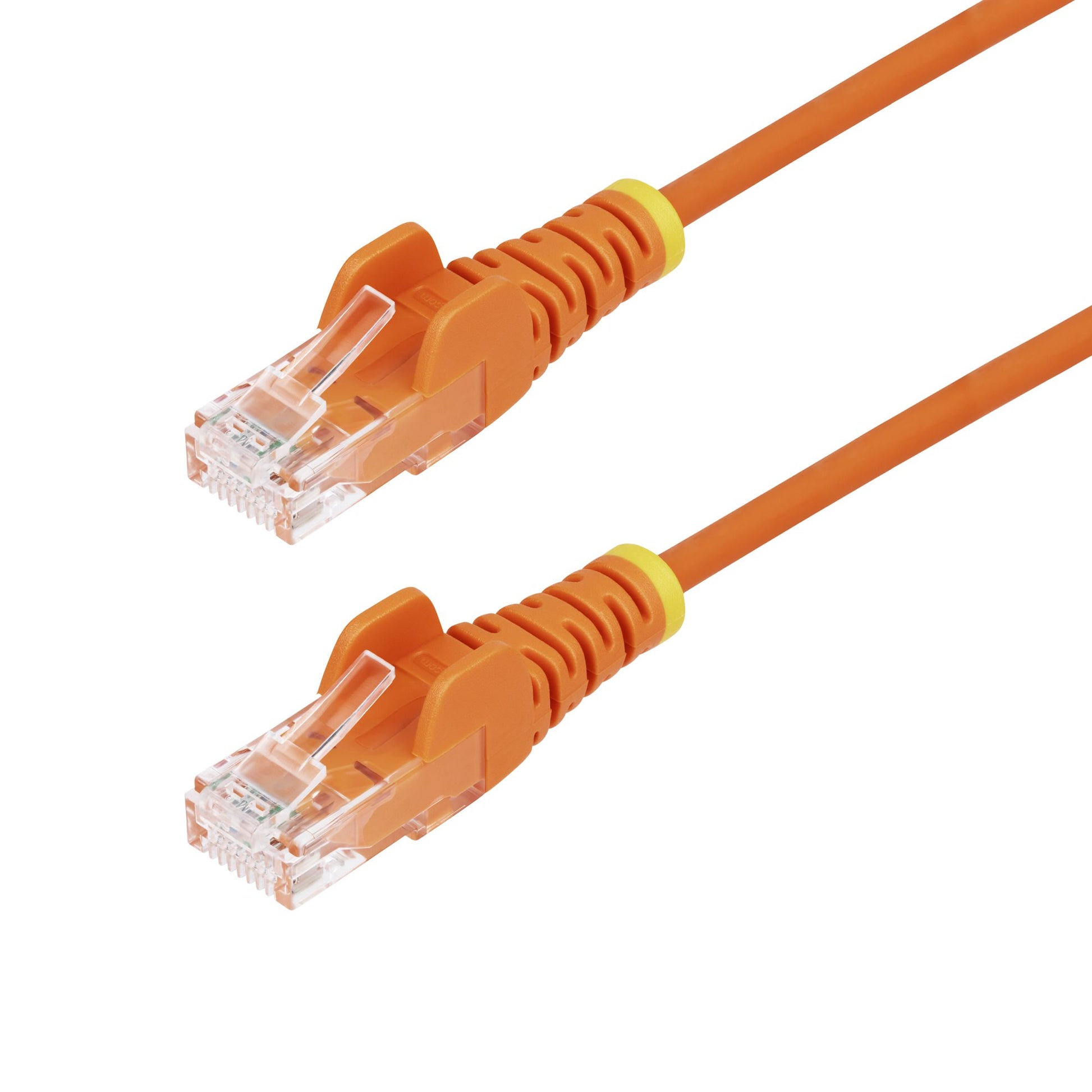 StarTech.com 25cm Orange Slim CAT6 Ethernet Cable, Snagless, 100W PoE, UTP, LSZH, 28AWG Pure Bare Copper Wire, Slim RJ45 Network Patch Cord w/Strain Reliefs, Individually Tested product image