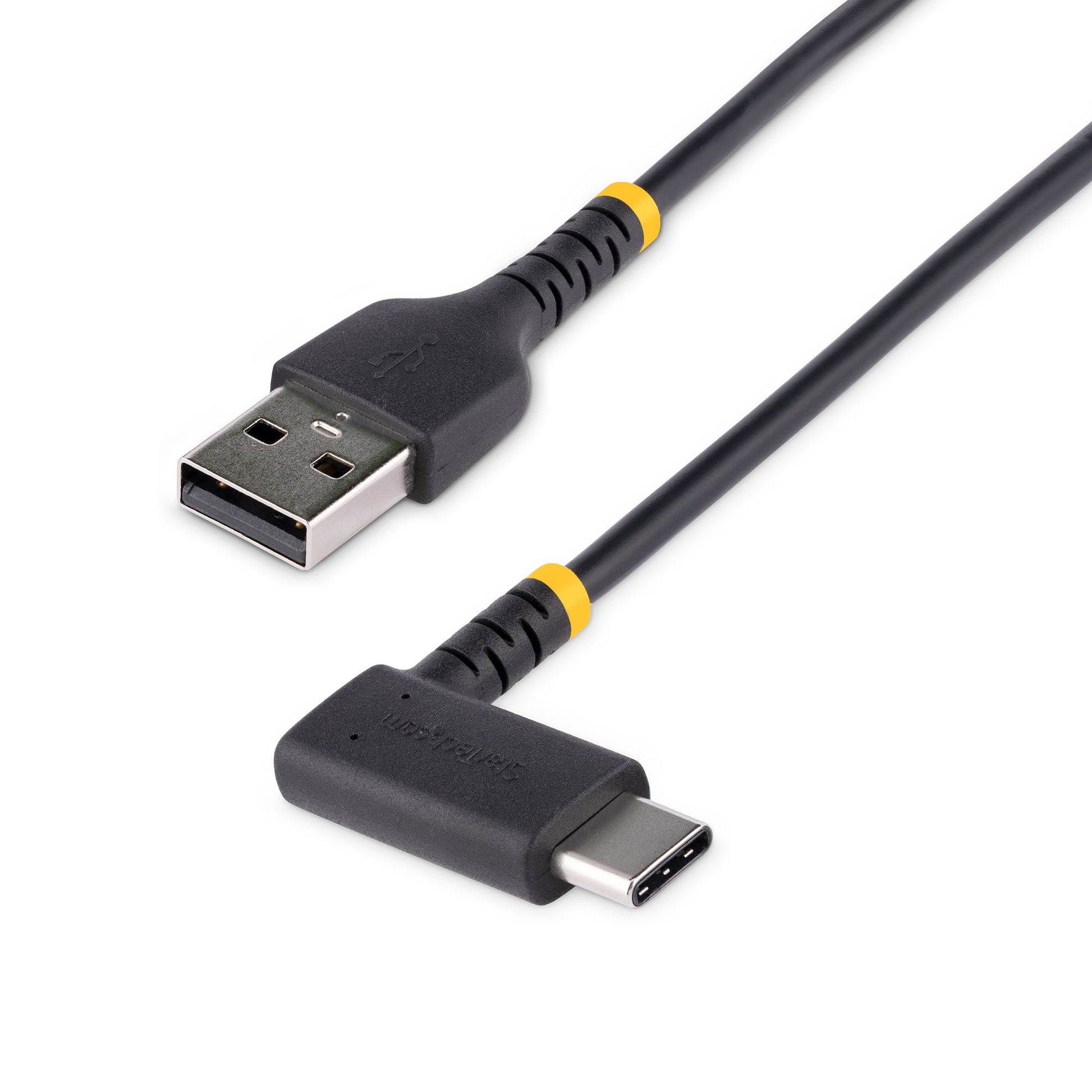 StarTech.com 3ft (1m) USB-A to USB-C Fast Charging Cable, Rugged, Right-Angled, Charge & Sync, 3A, USB 2.0, TPE Jacket and Aramid Fiber - USB Charging Cord product image