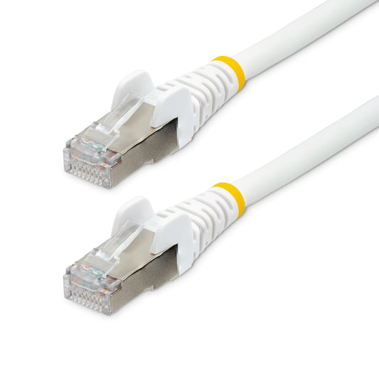 StarTech 7.5m CAT6a Ethernet Cable - White - Low Smoke Zero Halogen (LSZH) - 10GbE 500MHz 100W PoE++ Snagless RJ-45 w/Strain Reliefs S/FTP Network Patch Cord
