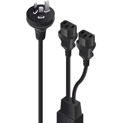 ALOGIC 2M AUS 3 MAINS PLUG TO 2 X IEC C13 Y SPLITTER CABLE MALE TO 2 X FEMALE CABLE (MF-AUS3P2C13-02)