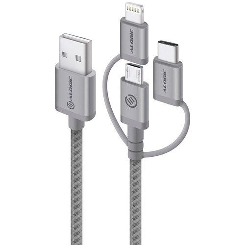 ALOGIC 3-IN-1 CHARGE & SYNC CABLE - MICRO USB LIGHTNING & UBS-C - 30CM SPACE GREY - PRIME SERIES (APPLE CERTIFIED UNDER MFI) (MU23T1-030SGR)