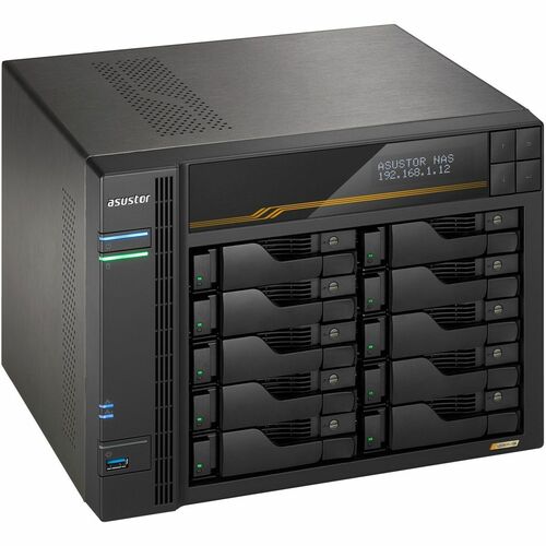 Asustor Lockerstor 10 Gen3 AS6810T 10 Bay NAS Quad-Core 2.3GHz CPU Dual USB 4 Ports Dual 10GbE Ports Dual 5GbE Ports 16G ECC RAM DDR5 Four M.2 SSD Slots (Diskless)
